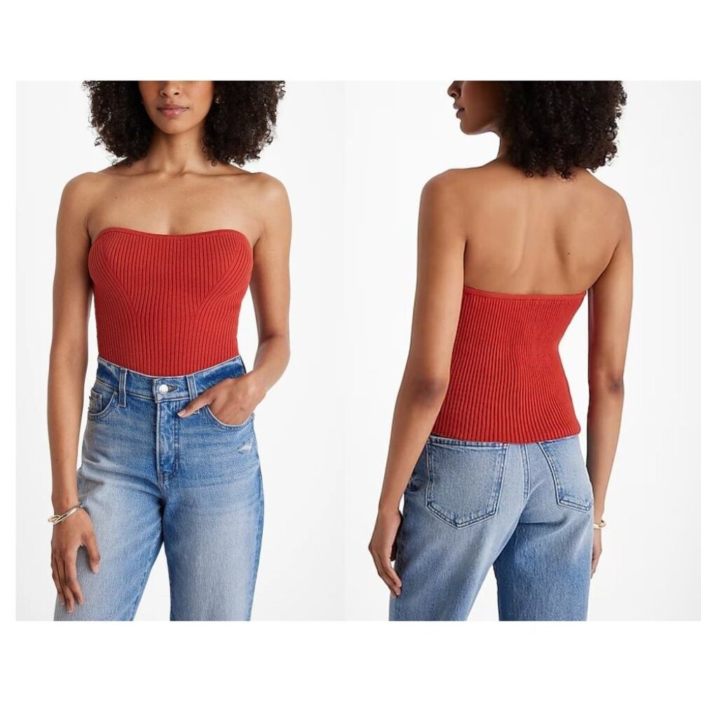 Express Ribbed Strapless Sweater Tube Top XL